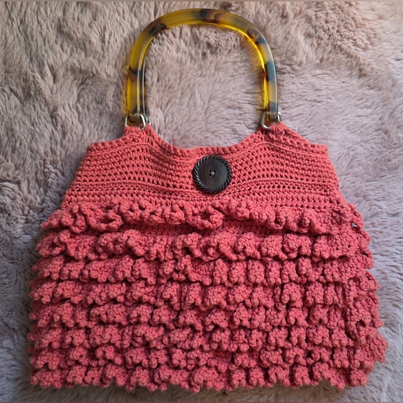 Vintage Handbags - Vintage Mauve Crochet Bag